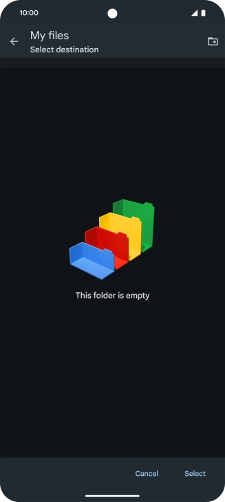 To create a new folder, press the new folder icon and follow the instructions on the screen to create a new folder.