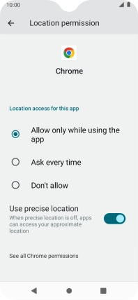 Press the required setting.