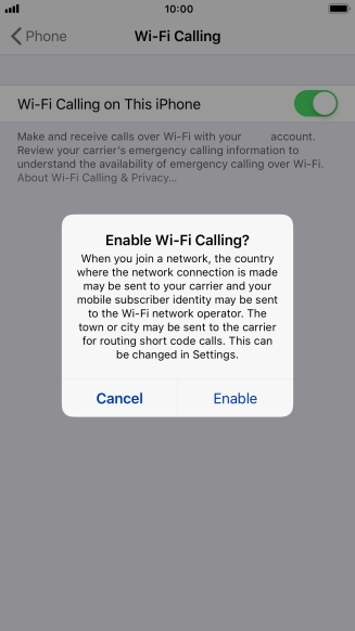 If you turn on the function, press Enable.