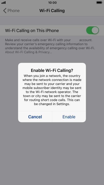 If you turn on the function, press Enable.