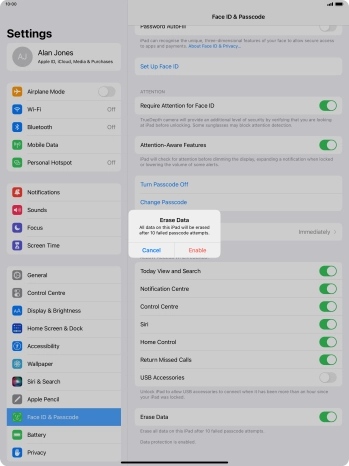 If you turn on the function, press Enable.