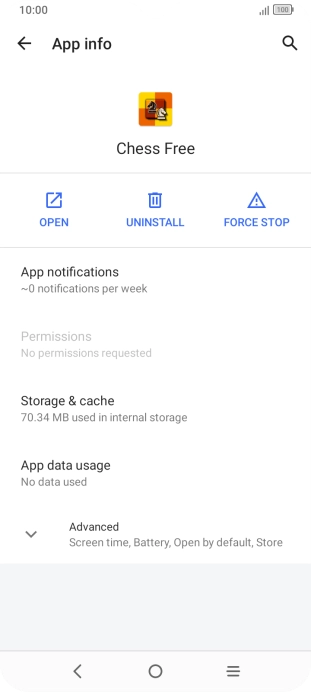 Press Storage & cache.