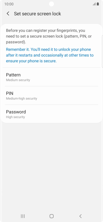 Press the required phone lock code and follow the instructions on the screen to create an additional phone lock code.