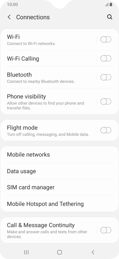 Press Mobile networks.