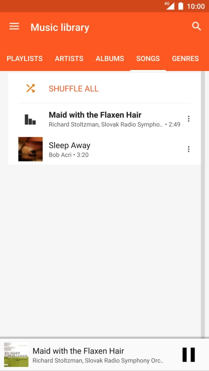 Press the song title at the bottom of the screen.