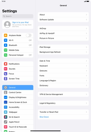 Press Sign in to your iPad.