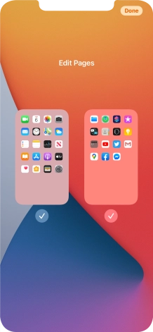 Press the fields below the required home screens to select or deselect them.