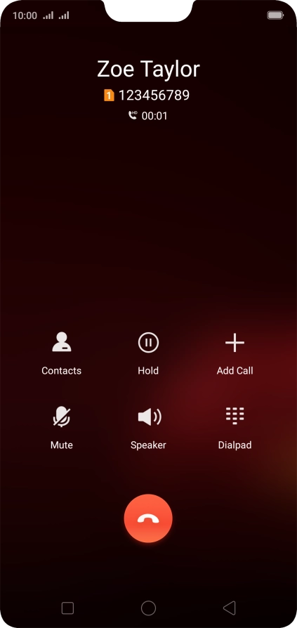 Press the end call icon.
