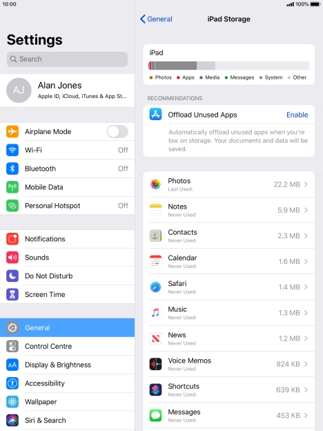 Press the required app.