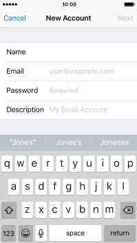 Press Email and key in your email address.