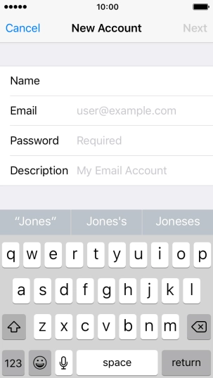 Press Email and key in your email address.