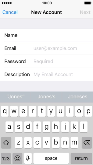 Press Email and key in your email address.
