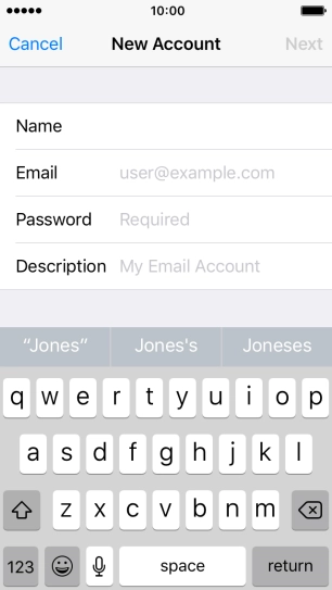 Press Email and key in your email address.