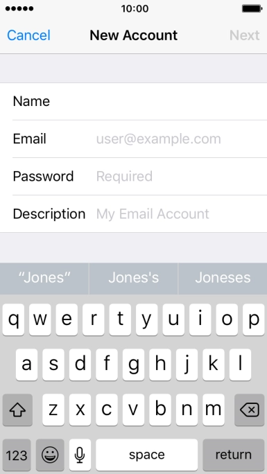 Press Email and key in your email address.