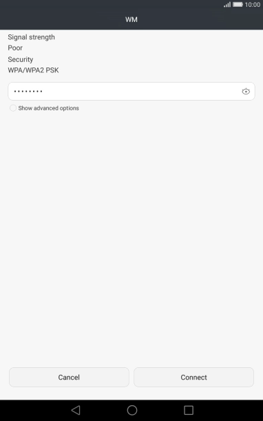 Key in the password for the Wi-Fi network and press Connect.