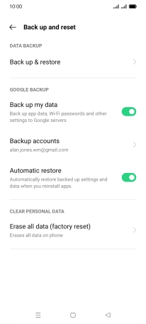 Press Erase all data (factory reset).