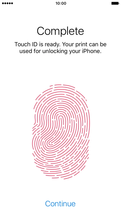 Press Continue. If you haven't previously selected a phone lock code, key in a code of your own choice twice.