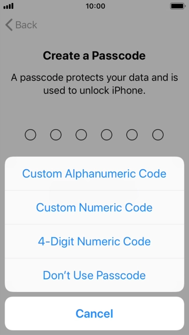 Follow the instructions on the screen to turn on use of phone lock code or press Don't Use Passcode.