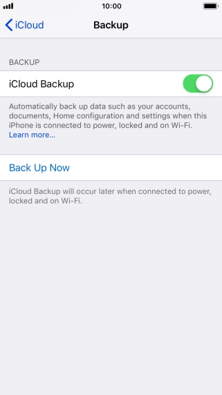 Press Back Up Now and wait while the phone memory is backed up.