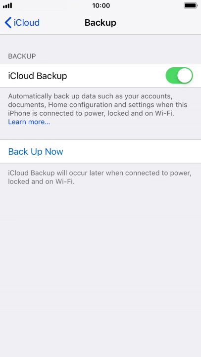 Press Back Up Now and wait while the phone memory is backed up.