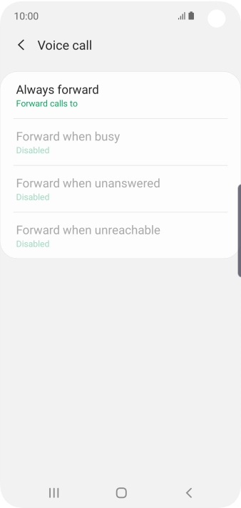 Press the required divert type. Press the required divert type.