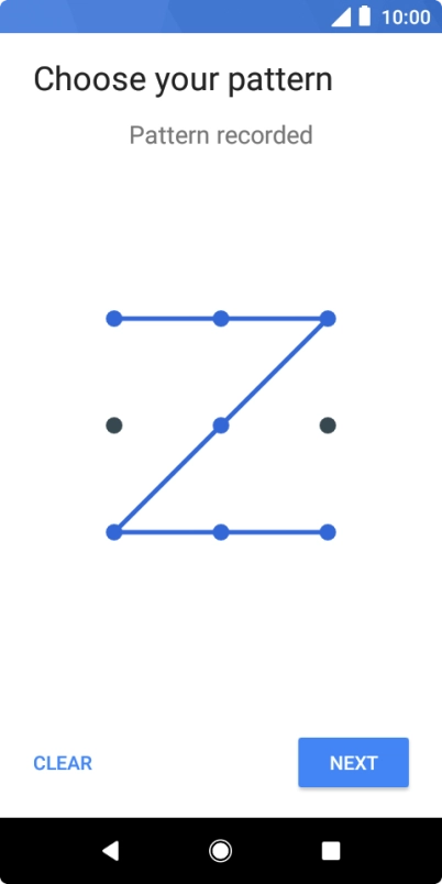 Slide your finger across the screen to connect at least four points and press NEXT.