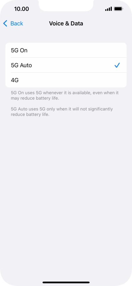 To turn on use of 5G primarily, press 5G On.