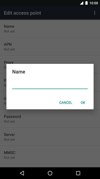 Key in Vodafone Internet and press OK.