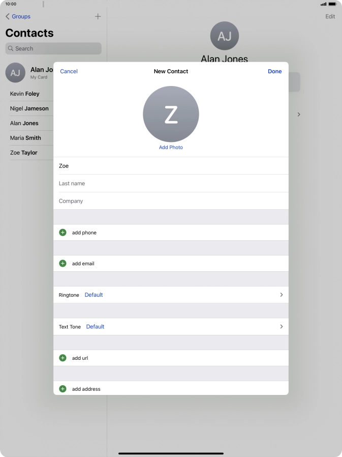 Press Last name and key in the last name.