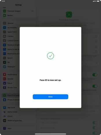 Press Done. If you haven't previously selected a lock code, key in a code of your own choice twice.