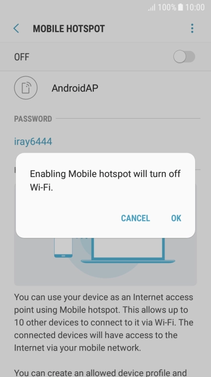 If Wi-Fi is turned on, press OK.