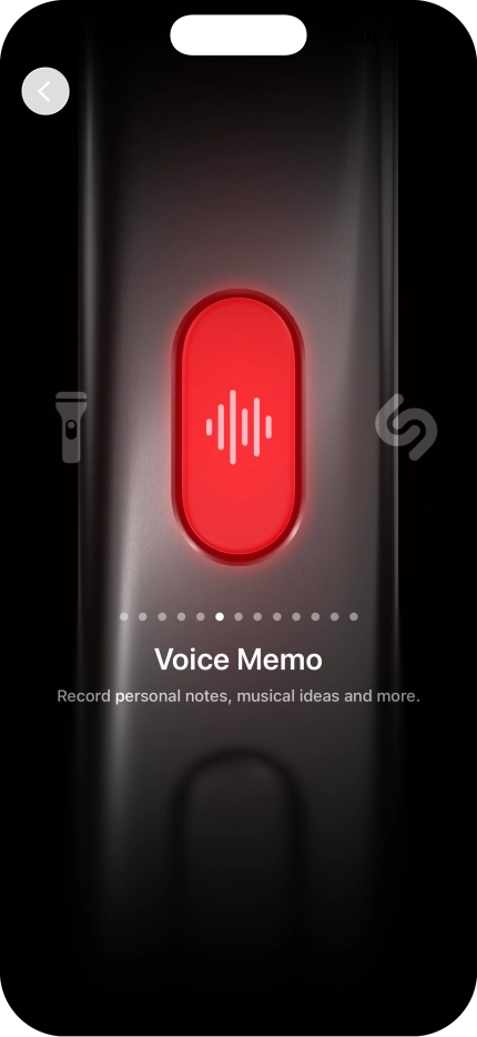 Slide your finger right or left on the screen to select the required function. Slide your finger right or left on the screen to select the required function.