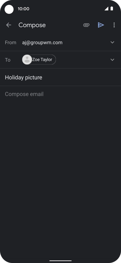 Press the text input field and write the text for your email message.