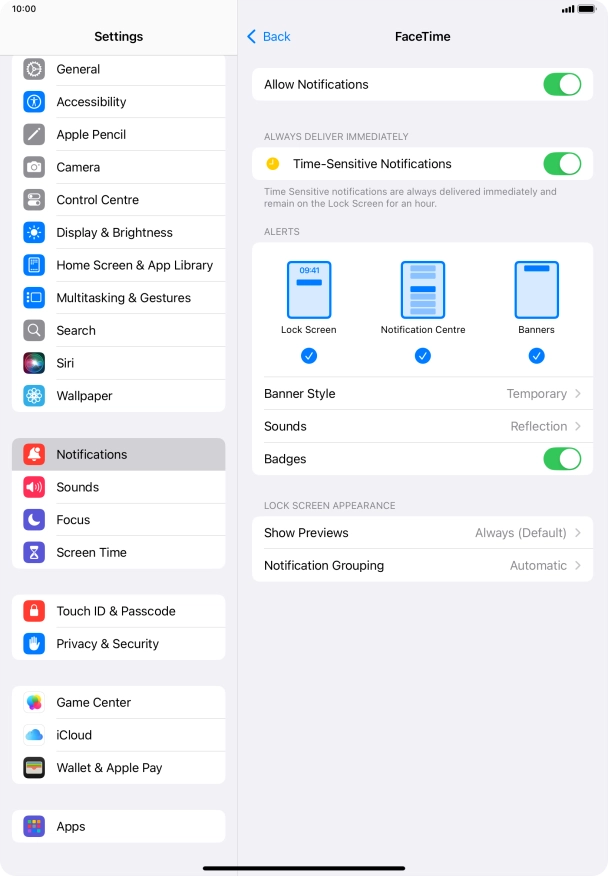 Press the indicator next to 