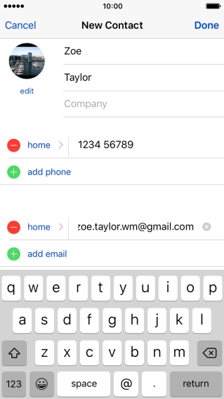 Press the field next to the email address.