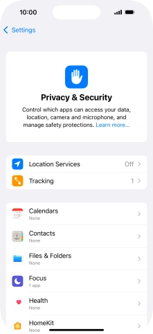 Press Location Services.