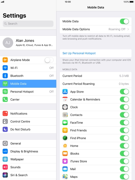 Press Mobile Data Options.