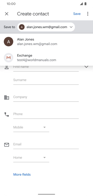 Press the required email account.