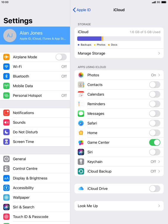 Press iCloud Backup.