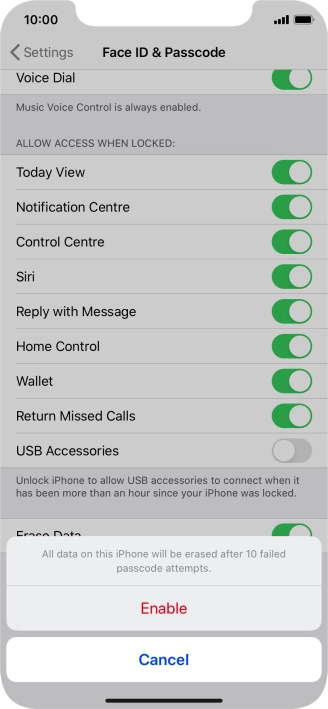 If you turn on the function, press Enable.