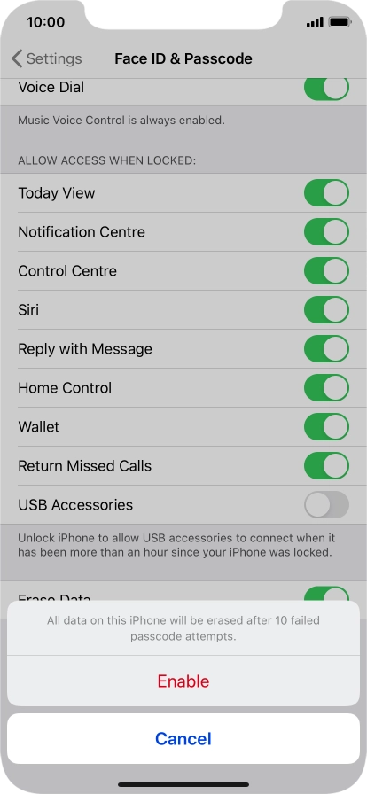 If you turn on the function, press Enable.