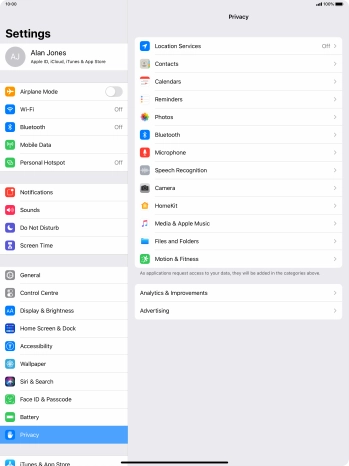 Press Location Services.
