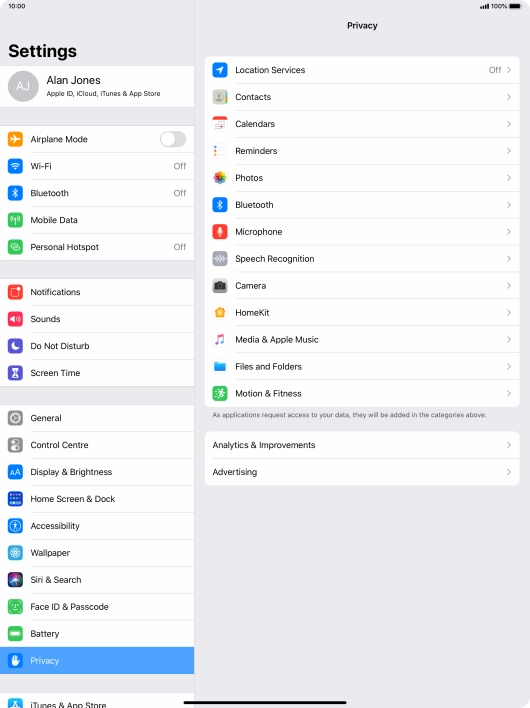 Press Location Services.
