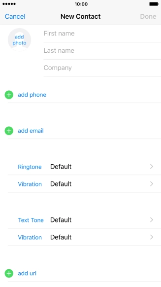 Press First name and key in the first name.