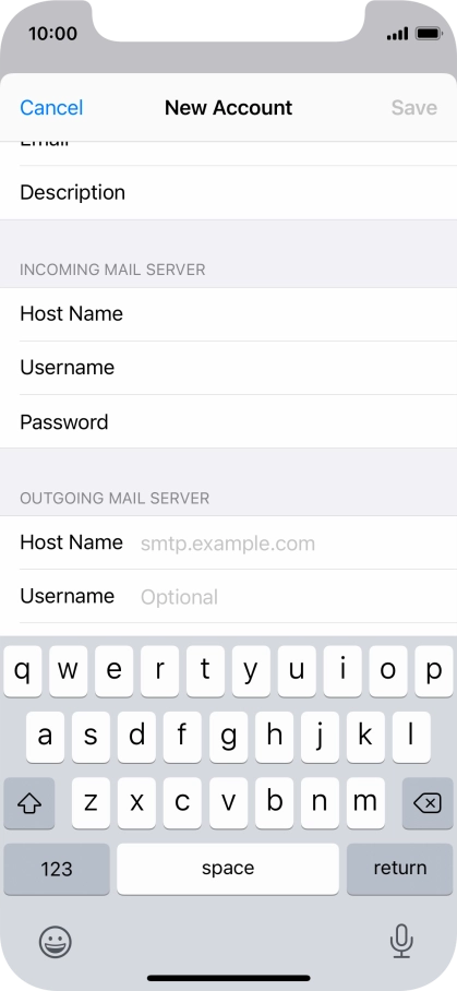 Press Host Name and key in the name or IP address of your email provider's outgoing server. Please note that if you can't send email messages when using your email provider's outgoing server, key in smtp.vodafone.net.au (Vodafone's outgoing server).