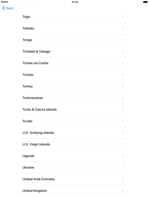 Press the required country or area.