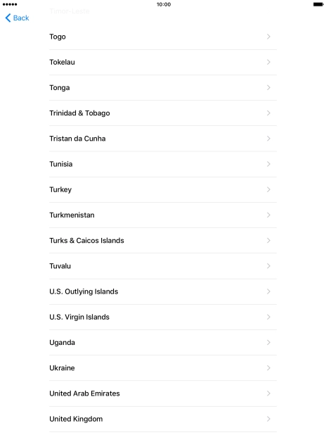 Press the required country or area.