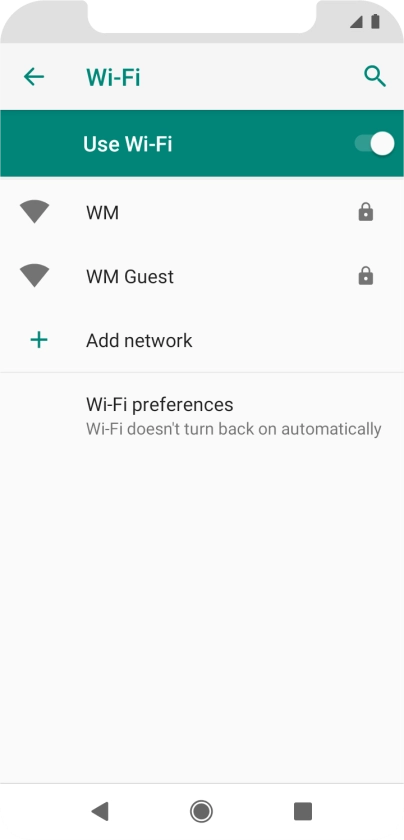 Press the required Wi-Fi network.