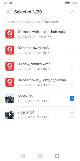Press the confirm icon.