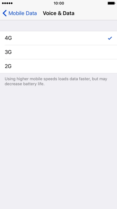 Press the required network mode.